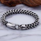 Men Large Link Jewelry Leather Stainless Steel Chain Bracelet 8mm