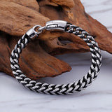Men Large Link Jewelry Leather Stainless Steel Chain Bracelet 8mm