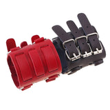Men Biker Bracelet Wide Leather Wristband Alloy Red Cow Leather Jewelry