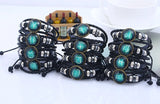 Men 12 Zodiac Sign Bracelet Gemini Sagittarius Leather Charms Bangle