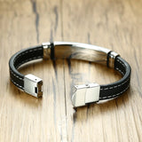 Men Leather Medical Alert Bracelet with Disease engraving