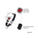 Men Leather Medical Alert Bracelet with Disease engraving