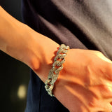 Men Bling Cuban Link Chain Bracelet 14mm Rhinestones Pig Nose Chain Bracelet