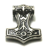 Men Boy Thor's Hammer Pendant Gothic Two-sided 316L Stainless Steel