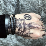 Men Bracelet Set Roman Numeral Stainless Steel Hemp Rope Bangles