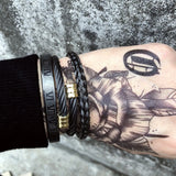 Men Bracelet Set Roman Numeral Stainless Steel Hemp Rope Bangles