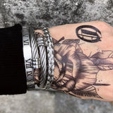 Men Bracelet Set Roman Numeral Stainless Steel Hemp Rope Bangles
