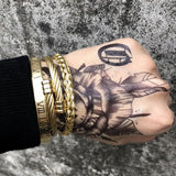 Men Bracelet Set Roman Numeral Stainless Steel Hemp Rope Bangles