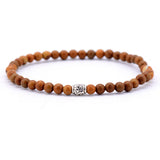 Men Bracelet 4MM Wood Stone Tibetan Beads Elastic Stretch Bracelet