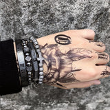 Crown Charms Macrame Beads Bracelet Set Men Women Braiding Jewelry
