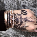 Crown Charms Macrame Beads Bracelet Set Men Women Braiding Jewelry