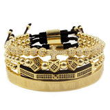 Crown Charms Macrame Beads Bracelet Set Men Women Braiding Jewelry