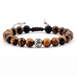 Men Bracelet 8MM Tiger Eye Tibetan Beads Punk Bracelet Friendship Bracelets