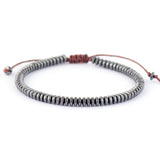 Hematite Stone Beads Men's Bracelet, Macrame Friendship Jewelry