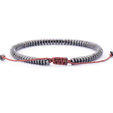 Hematite Stone Beads Men's Bracelet, Macrame Friendship Jewelry