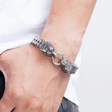 Men Bracelet Lion Wolf Head Chain Jewelry Stainless Steel Bangles