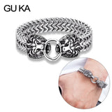Men Bracelet Lion Wolf Head Chain Jewelry Stainless Steel Bangles