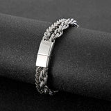 Men Bracelet Metal Double Layer Chains Bangle Hand Decorations