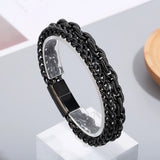 Men Bracelet Metal Double Layer Chains Bangle Hand Decorations