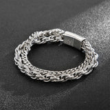 Men Bracelet Metal Double Layer Chains Bangle Hand Decorations