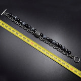 Men Bracelet Natural Bead Stone Stretch Magnet Tiger Eye Mixed Beads Chain