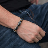 Men Bracelet Natural Bead Stone Stretch Magnet Tiger Eye Mixed Beads Chain