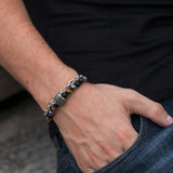 Men Bracelet Natural Bead Stone Stretch Magnet Tiger Eye Mixed Beads Chain