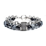 Men Bracelet Natural Bead Stone Stretch Magnet Tiger Eye Mixed Beads Chain