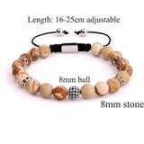 Men Bracelet Natural Stone CZ Pave Ball Macrame Bracelet Gift