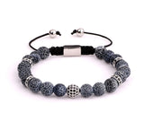 Men Bracelet Natural Stone CZ Pave Ball Macrame Bracelet Gift