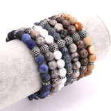Men Bracelet Natural Stone CZ Pave Ball Macrame Bracelet Gift