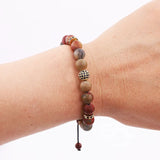 Men Bracelet Natural Stone CZ Pave Ball Macrame Bracelet Gift