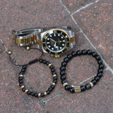 Men Bracelet Natural Tiger Eye Stone Lapis Lazuli Bead Diffuser Bracelet