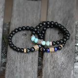 Men Bracelet Natural Tiger Eye Stone Lapis Lazuli Bead Diffuser Bracelet