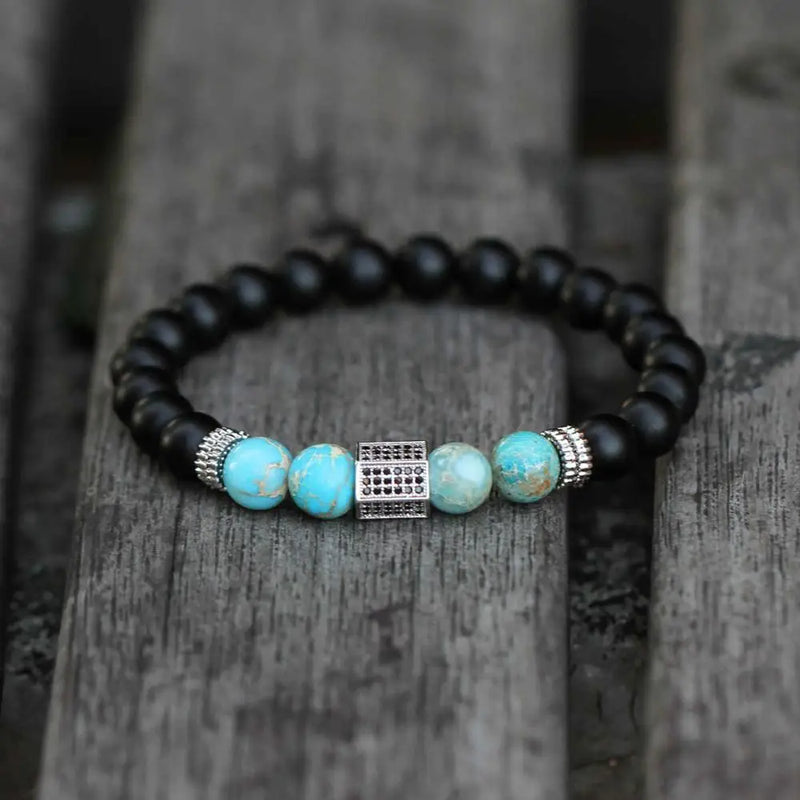 Men Bracelet Natural Tiger Eye Stone Lapis Lazuli Bead Diffuser Bracelet