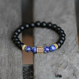 Men Bracelet Natural Tiger Eye Stone Lapis Lazuli Bead Diffuser Bracelet