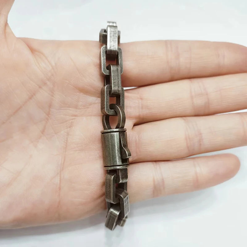 Punk Link Chain Stainless Steel Bracelet Matte Vintage Motorcycle Hand Jewelry