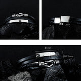 Men Bracelet Stainless Steel Leather Bracelet Engraving Name DIY
