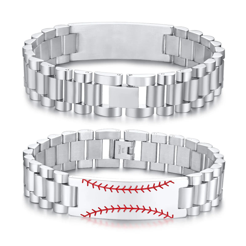 Stainless Steel Baseball Wristband for Men