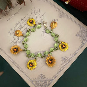 Van Gogh's Sunflower Bracelet with French Joker Woman Design