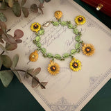 Van Gogh's Sunflower Bracelet with French Joker Woman Design
