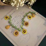 Van Gogh's Sunflower Bracelet with French Joker Woman Design