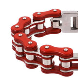 Men Bracelets Biker Chain Link Stainless Steel Retro Red Jewelry