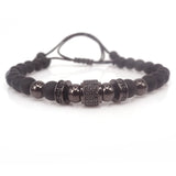Men's Braided Macrame Bracelet with CZ Beads & Onxy Stone Beads