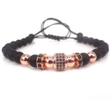 Men's Braided Macrame Bracelet with CZ Beads & Onxy Stone Beads