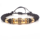 Men's Braided Macrame Bracelet with CZ Beads & Onxy Stone Beads