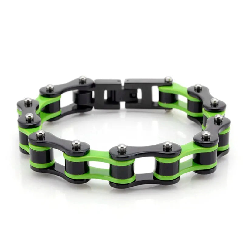 Multicolor Punk Biker Chain Bracelet Stainless Steel Jewelry