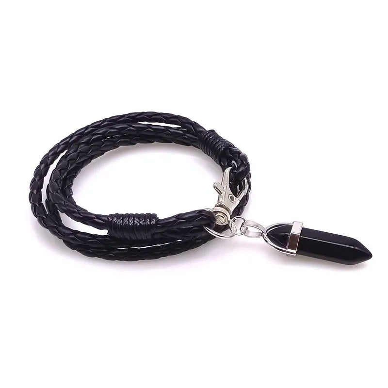 Vintage Stone Leather Bracelet Men Gift Jewelry