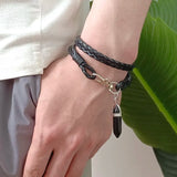 Vintage Stone Leather Bracelet Men Gift Jewelry
