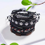 Vintage Leather Bracelet Star Leaf Owl Wrap Bracelet Gift